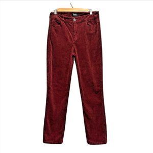 Paige Jeans Women's Corduroy Pants 28x27 Hoxton Mid Rise Slim Burgundy Wide Wale